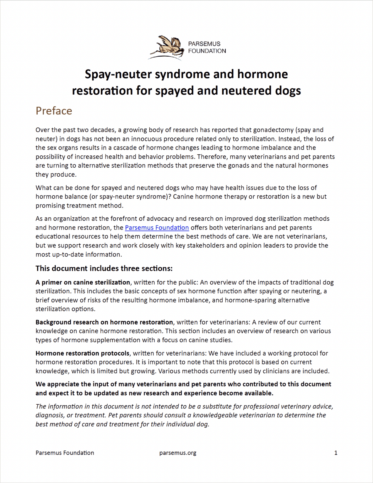 Hormone Restoration in Dogs - Parsemus Foundation
