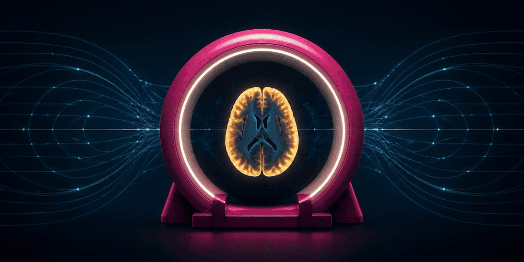 Illustration by the Parsemus Foundation that suggests a cross-section of a brain in a scanner that's capturing images of cortical lesions